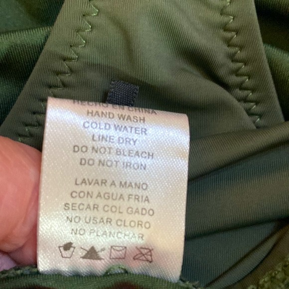 Fashion Nova olive green Brazilian swim bottoms, high waisted and ruched sides - Picture 6 of 6